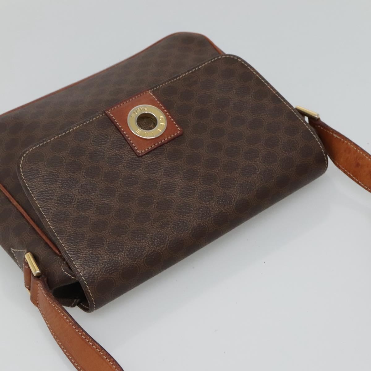 CELINE Macadam Canvas Shoulder Bag Pvc Brown Gold - 6