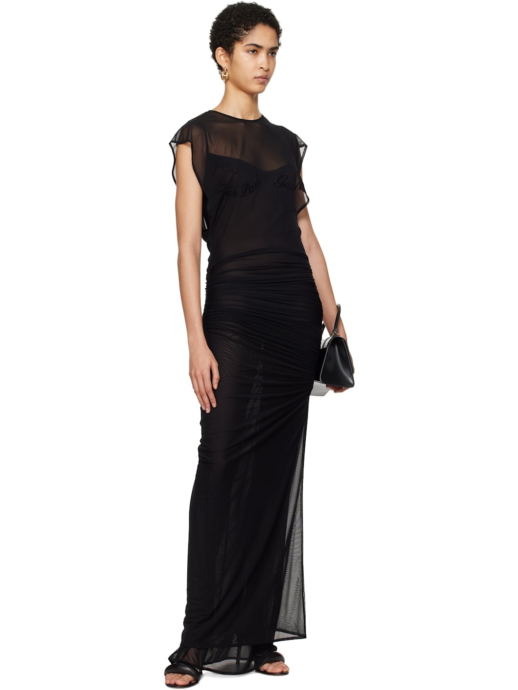 Black 'The Jean Paul Gaultier Flocked' Maxi Dress - 5
