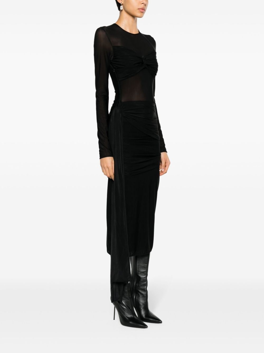 draped-detail midi dress - 3