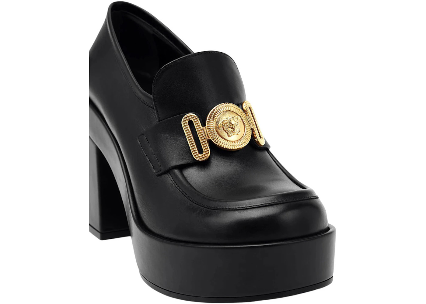 Versace Medusa Biggie 75mm Platform Loafers Black Leather - 4