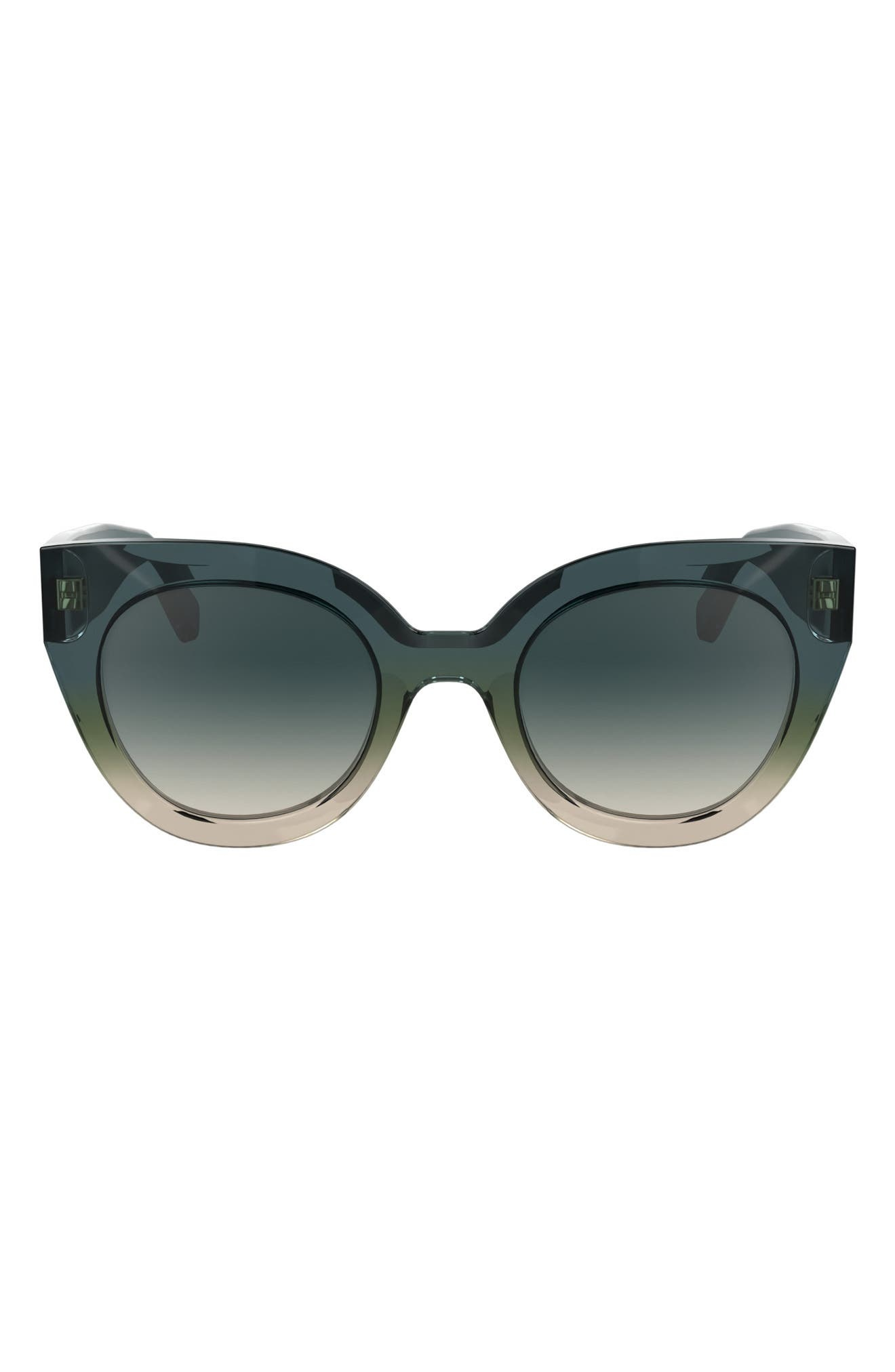 Longchamp Heritage 49mm Small Round Sunglasses in Transparent Gradient Blue/beig at Nordstrom - 1