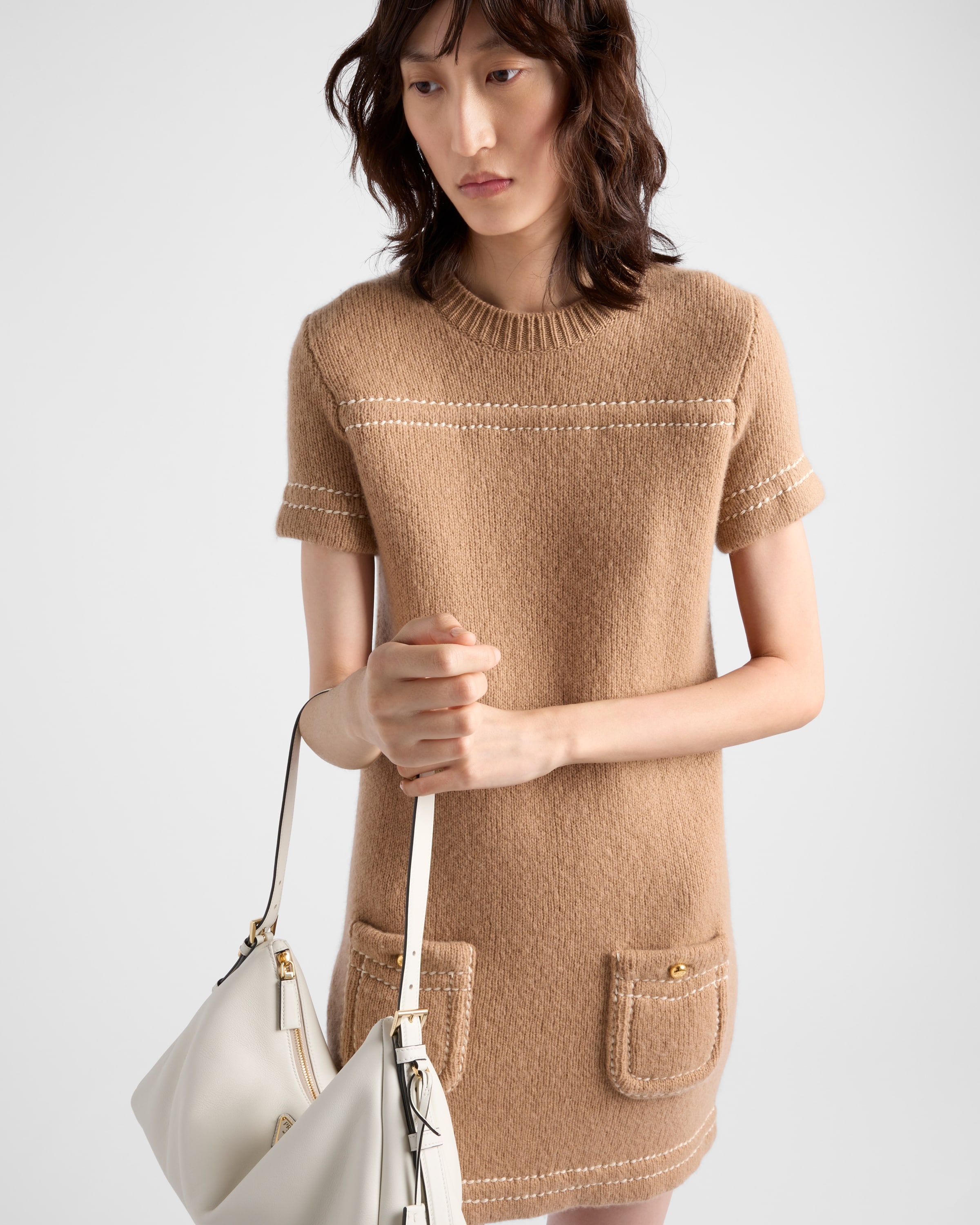 ワンピース Prada Camel Cashmere Mini Dress Prada Cashmere mini-dress | REVERSIBLE