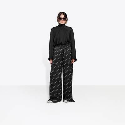 BALENCIAGA Allover Script Logo Wide Leg Pants outlook