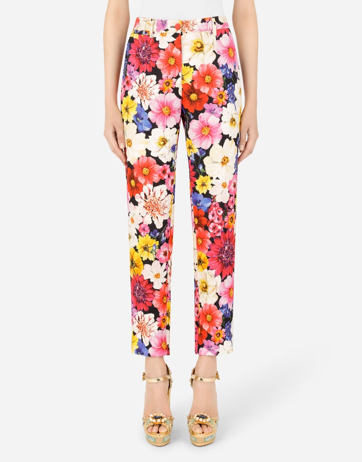 Garden-print brocade pants - 1