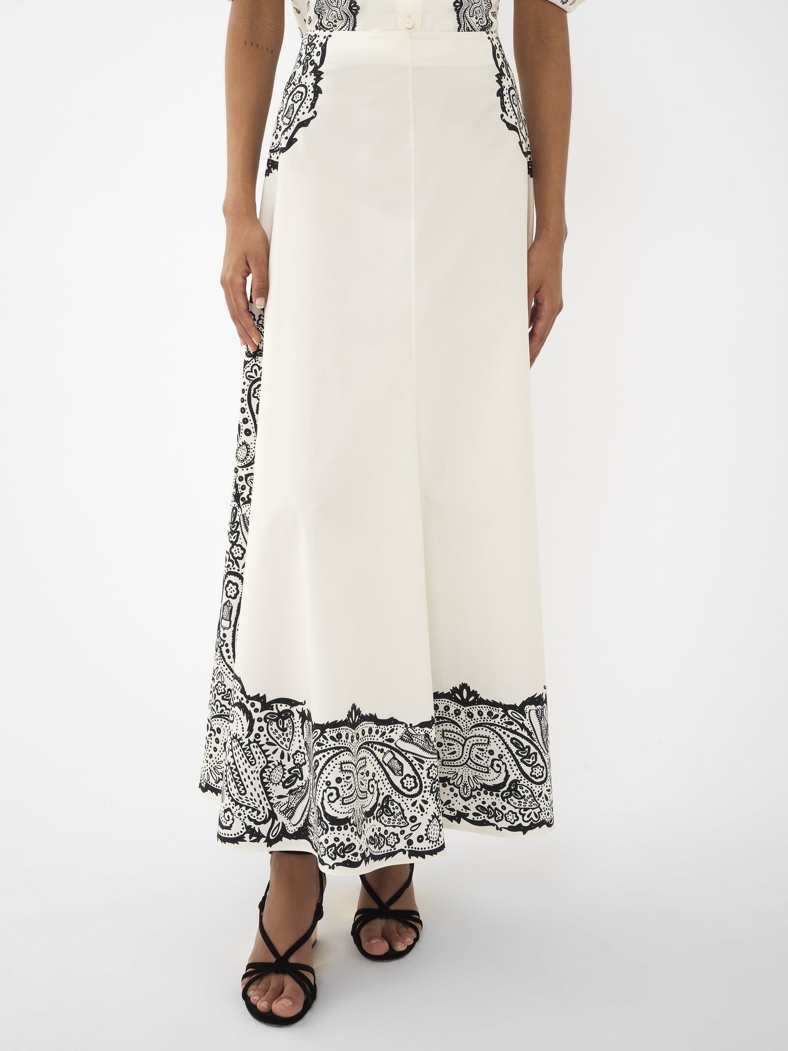 PRINTED FLARED MIDI SKIRT - 6