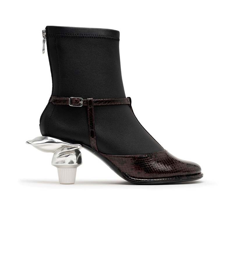 Toothpaste Heel Python Printed Strap Boots 4