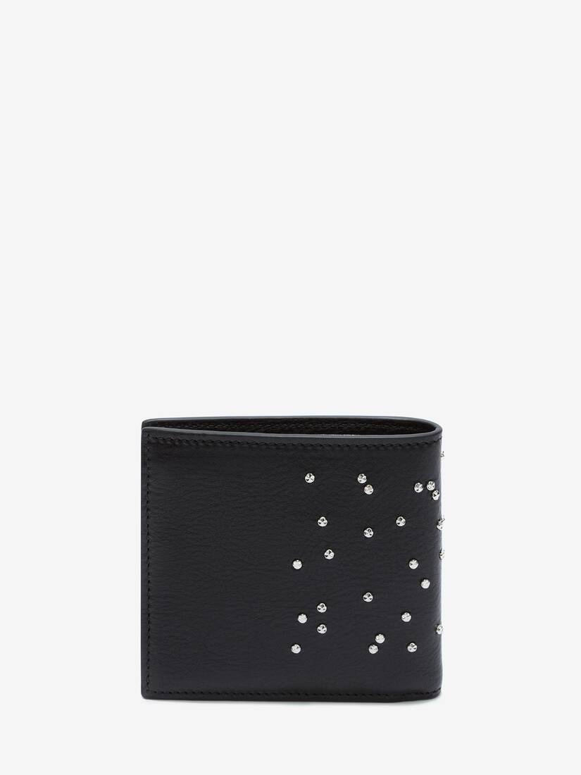 Men's Studded Leather Billfold Wallet in Black - 3