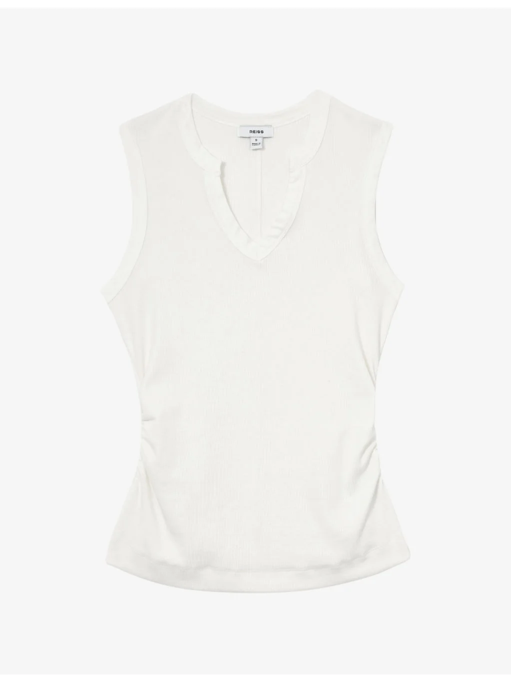 Thena Notch-Neck Stretch-Cotton Vest Top - 1