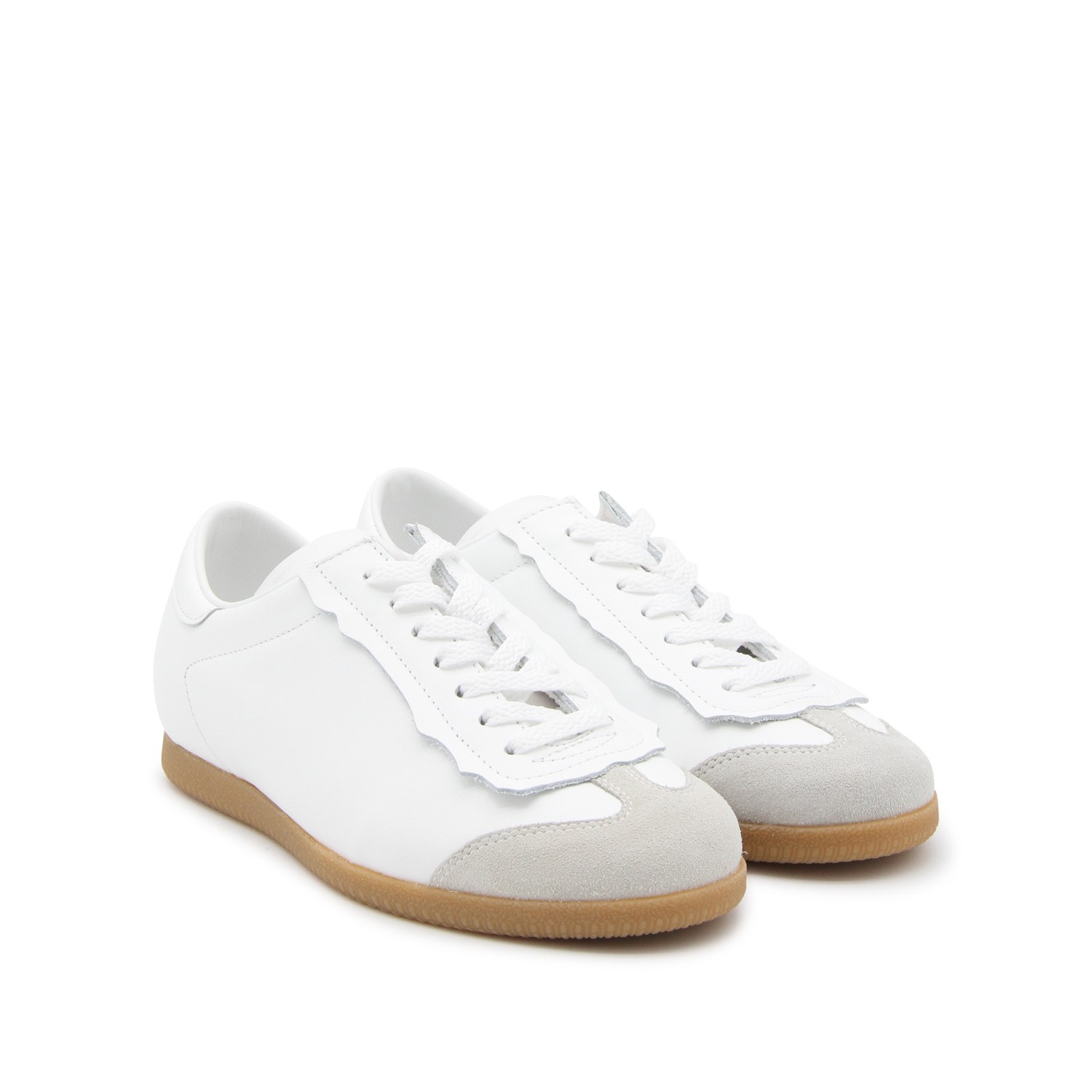 WHITE LEATHER AND GREY SUEDE SNEAKERS - 2