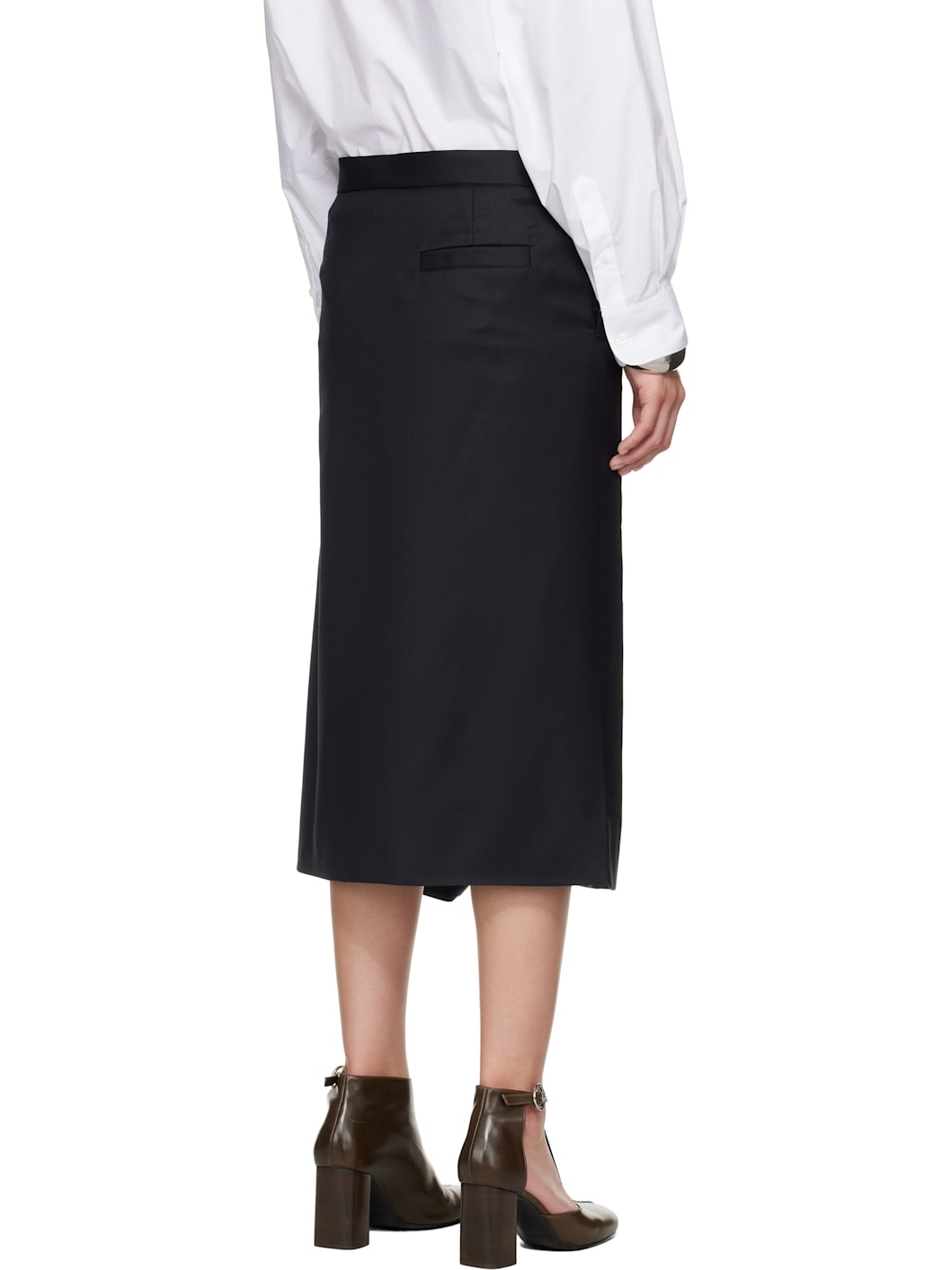 Navy Wrap Midi Skirt - 3