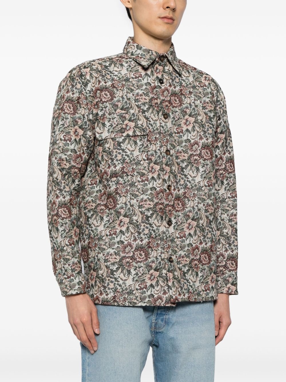 floral-print shirt jacket - 4