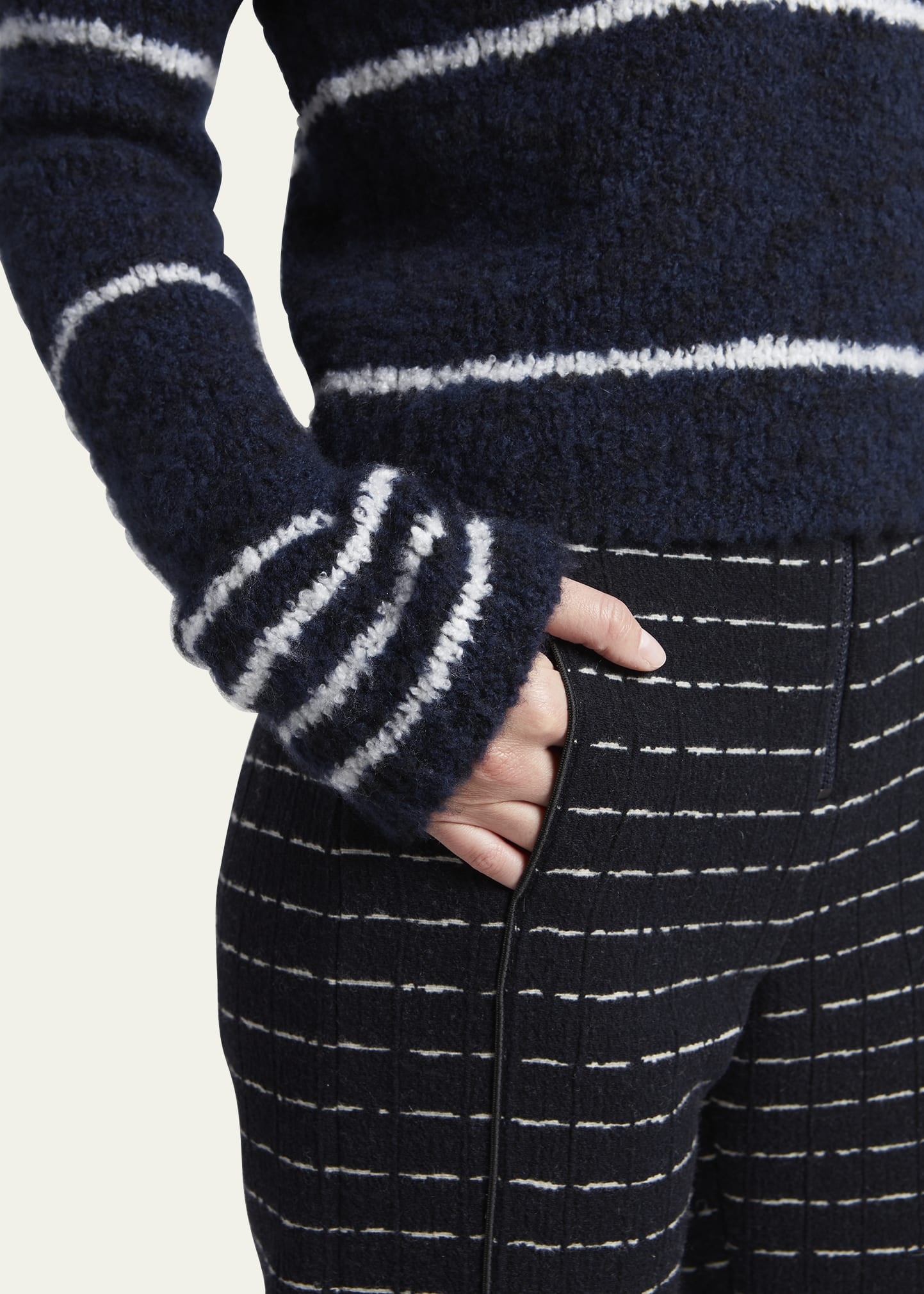 Straight-Leg Ankle Jersey Jacquard Pants - 5
