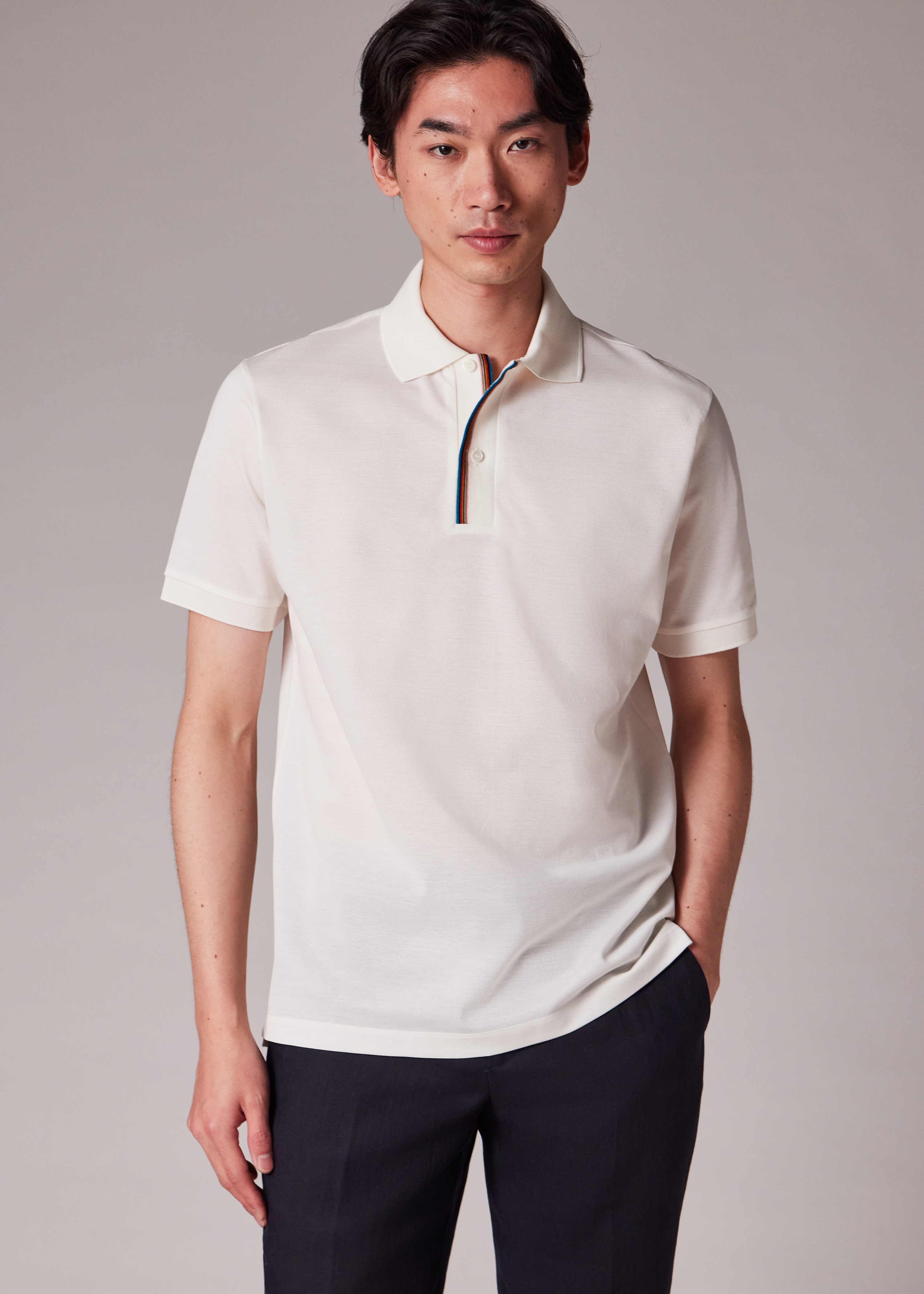 'Signature Stripe' Trim Polo Shirt - 4
