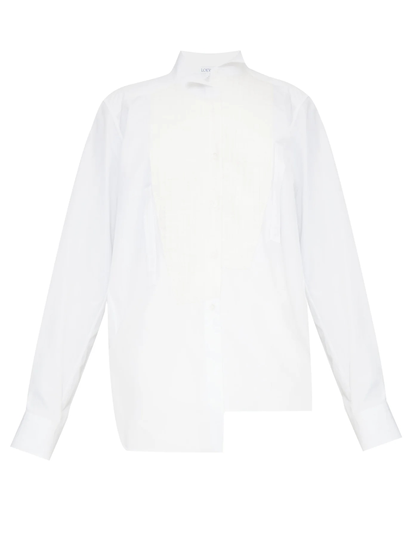 Asymmetric bib-front cotton-blend shirt - 1