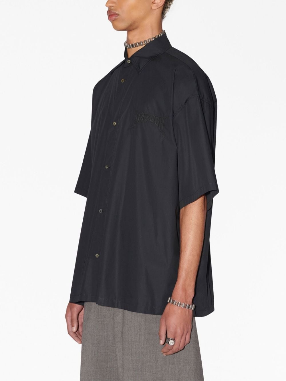 logo-patch cotton shirt - 4