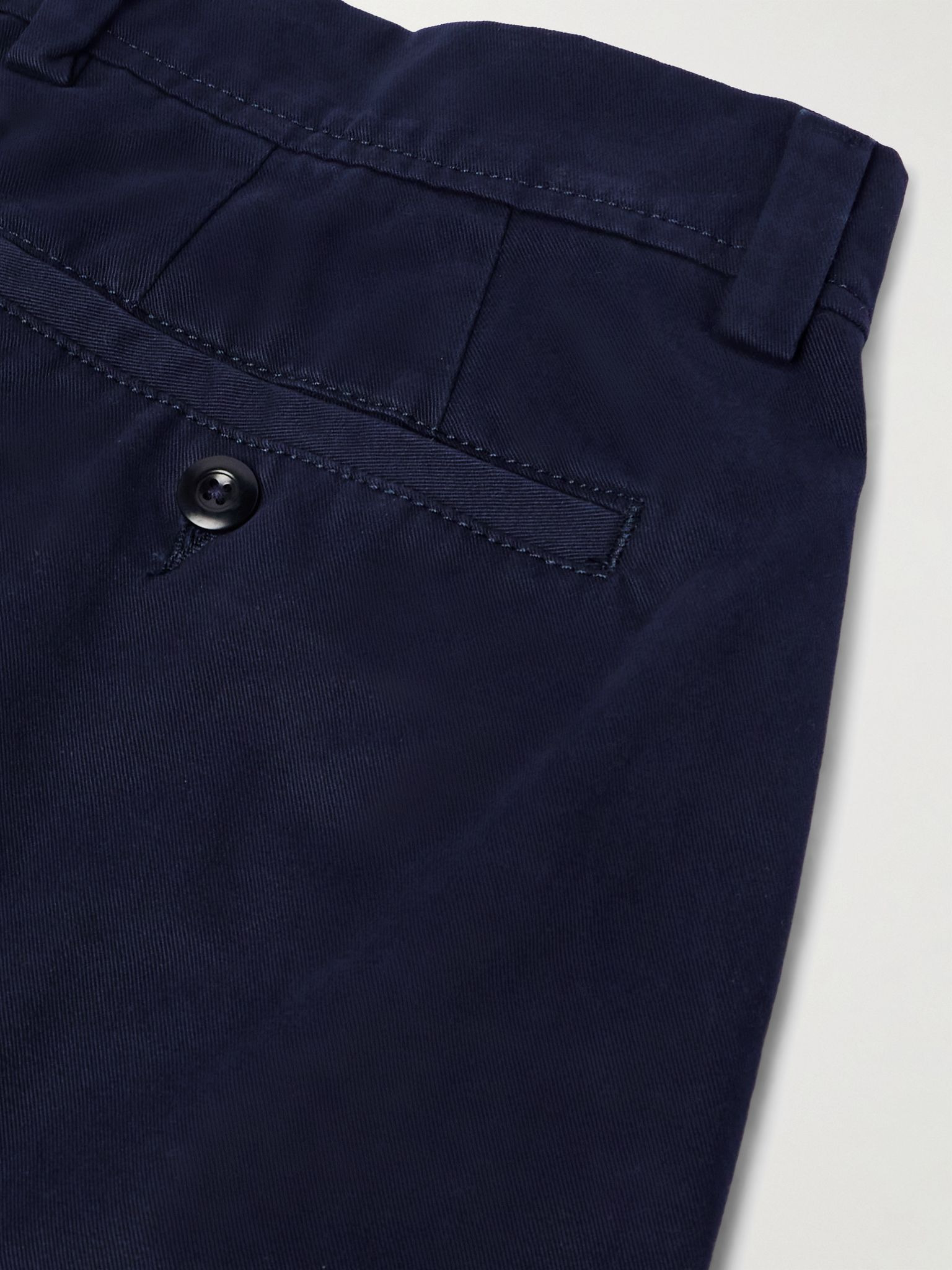 Straight-Leg Garment-Dyed Cotton-Twill Trousers Navy - 5