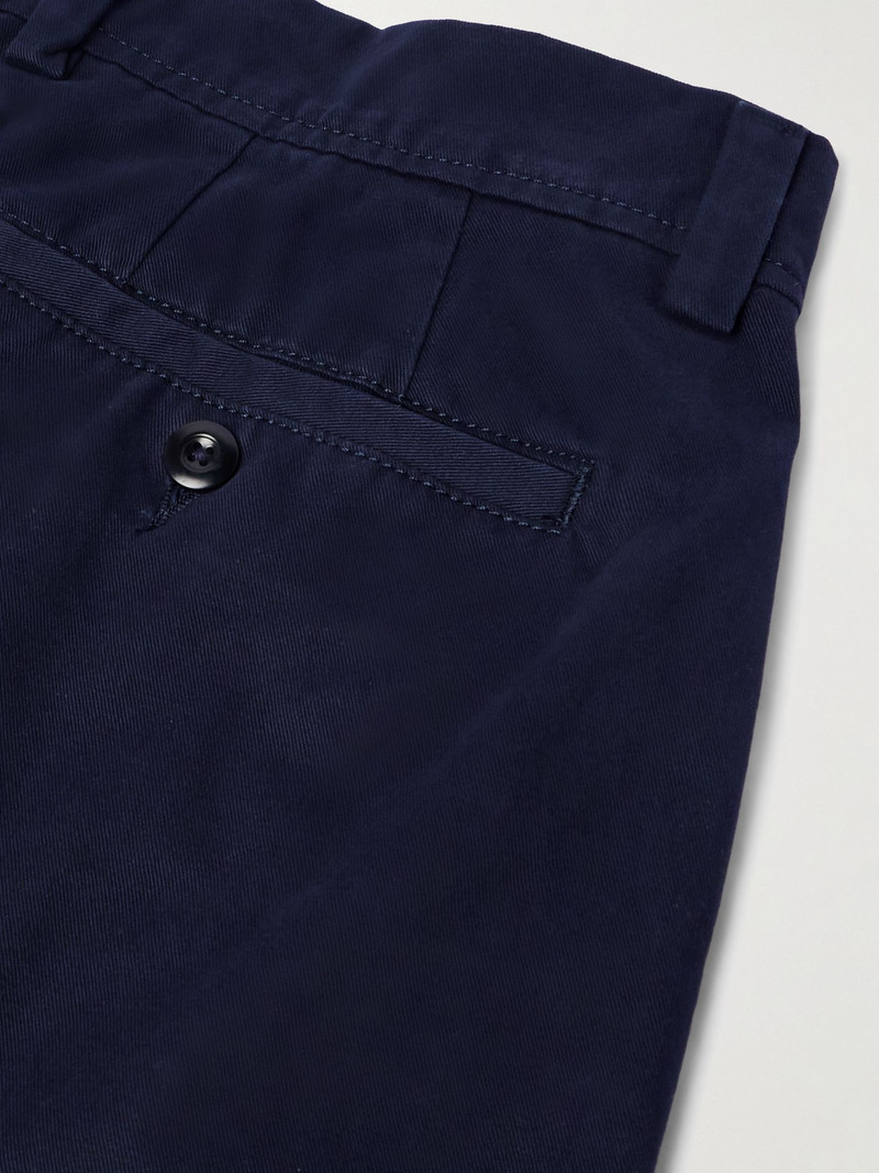 Straight-Leg Garment-Dyed Cotton-Twill Trousers Navy 5