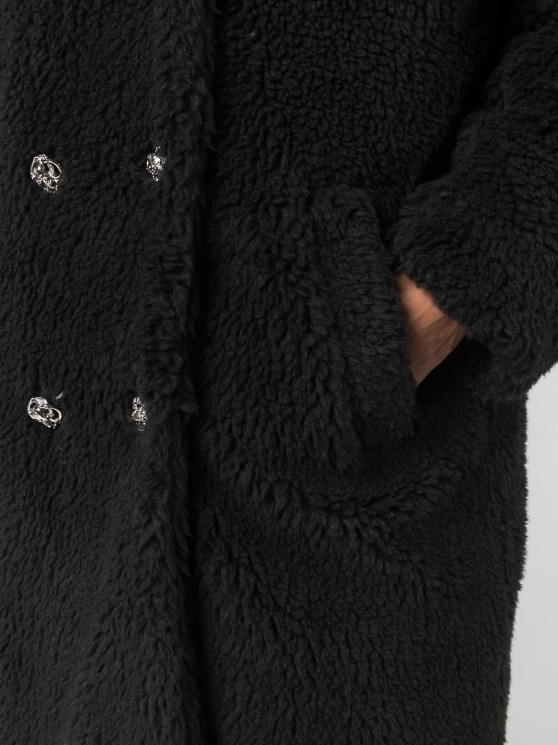 faux-shearling hooded double-breasted coat 5
