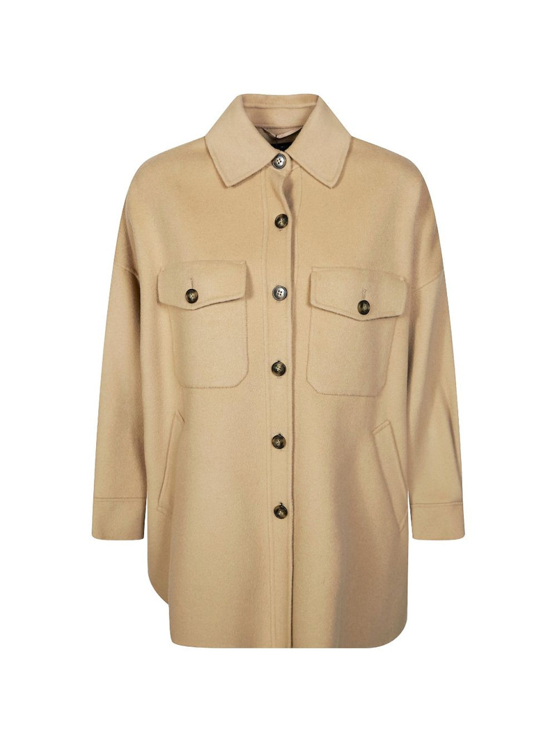 buttoned flap-pocket coat 1