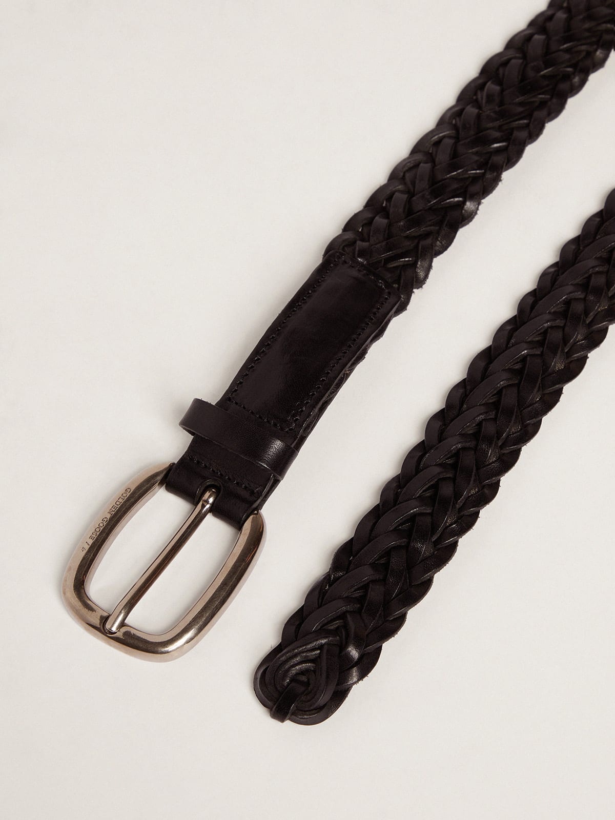 Men’s belt in black braided leather - 2