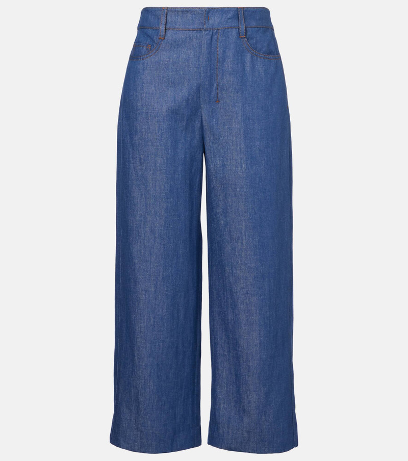 Dante cotton and linen twill wide-leg pants - 1