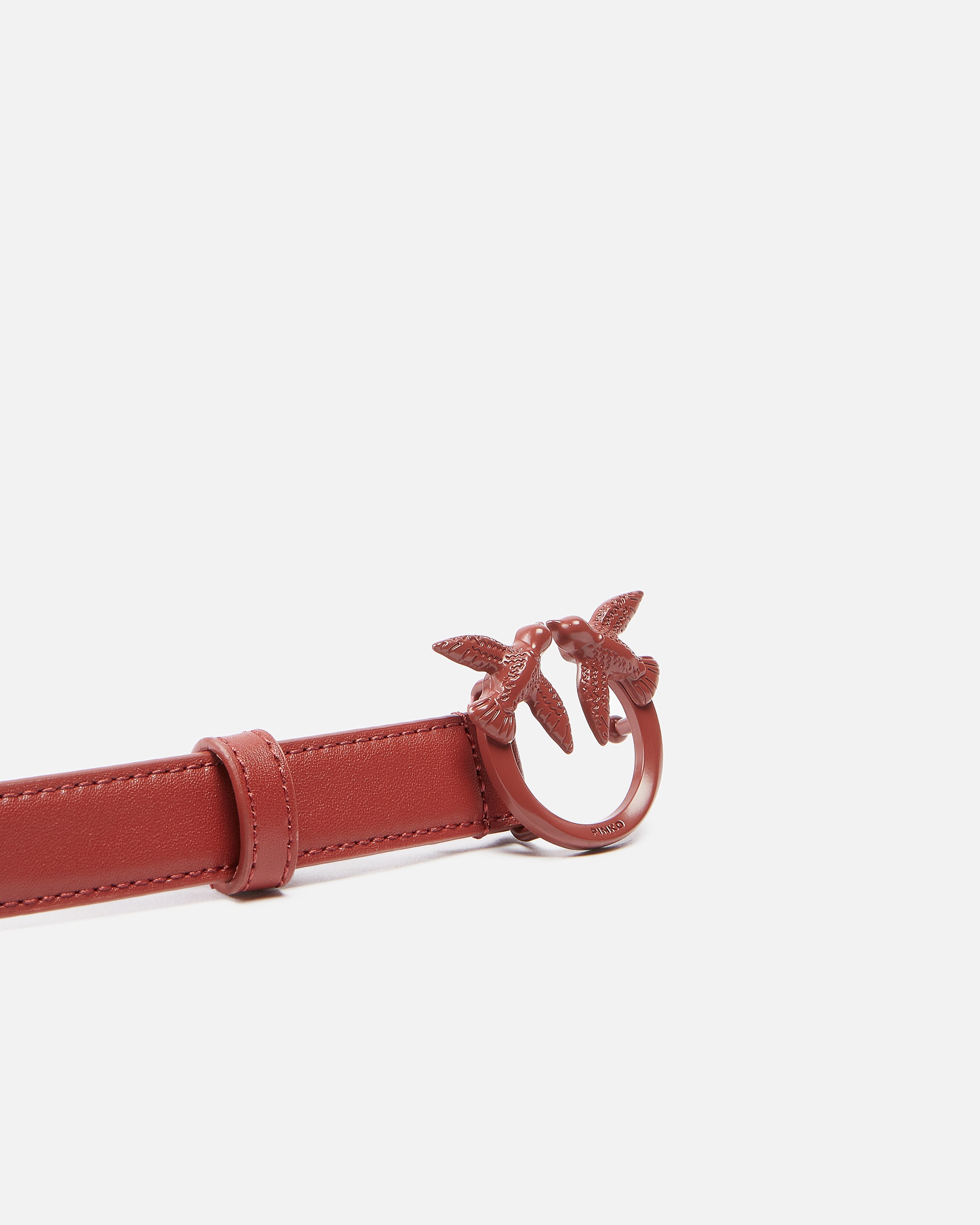 THIN COLOUR-BLOCK LOVE BIRDS LEATHER BELT 2CM - 5