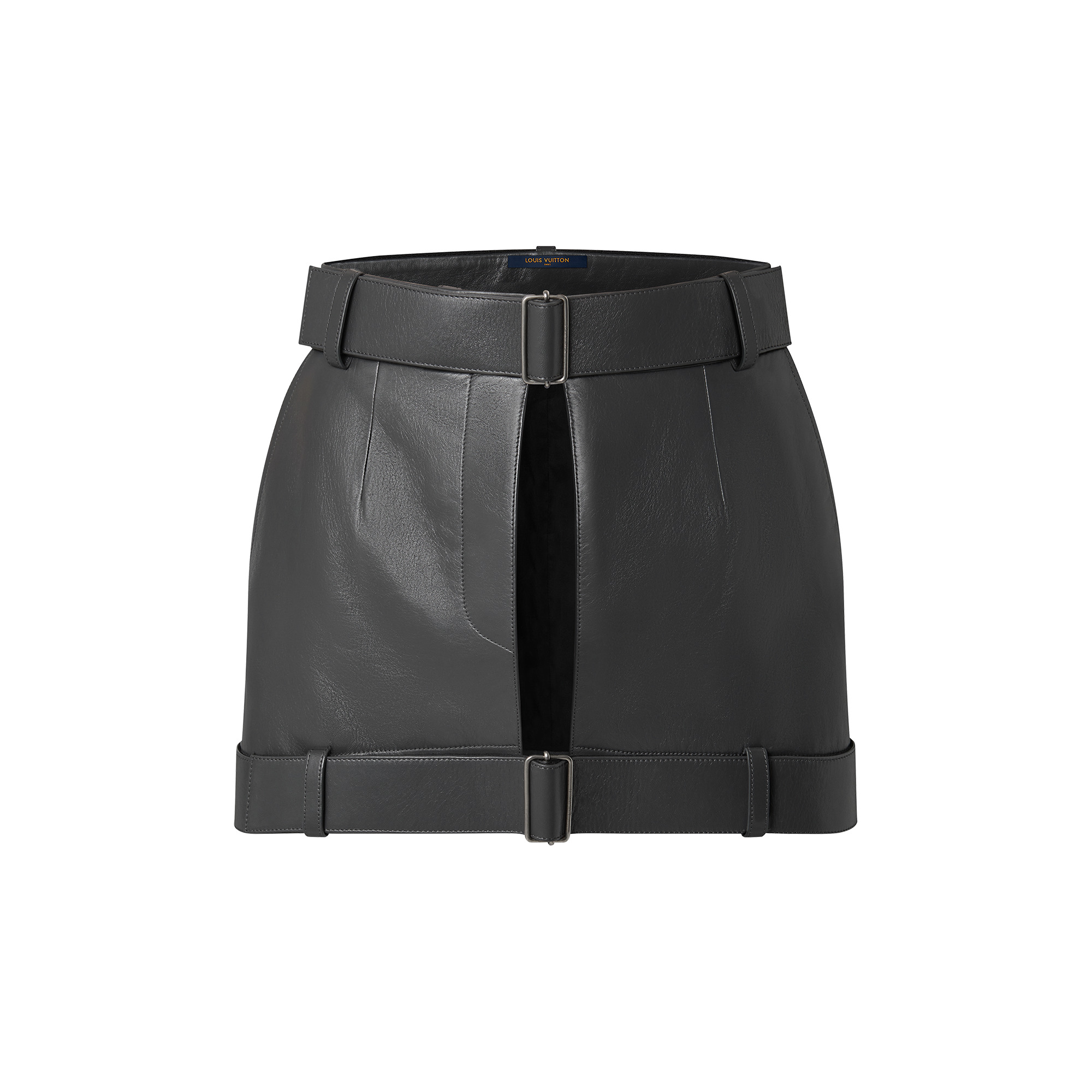 Leather Open Mini Skirt - 1