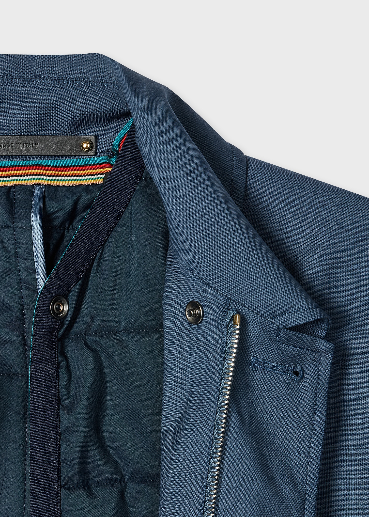 Blue 'Storm System' Wool Mac With Detachable Gilet - 4