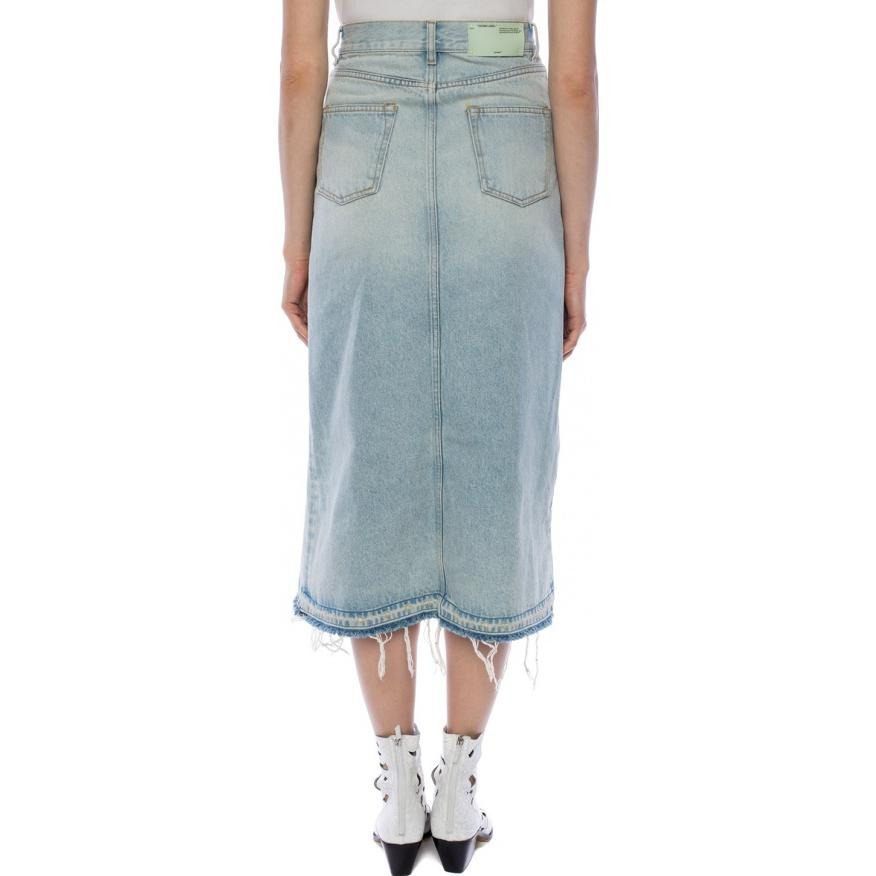 (WMNS) Off-White Asymmetric Denim Skirt 'Blue' OWYF001R197740618601 - 4