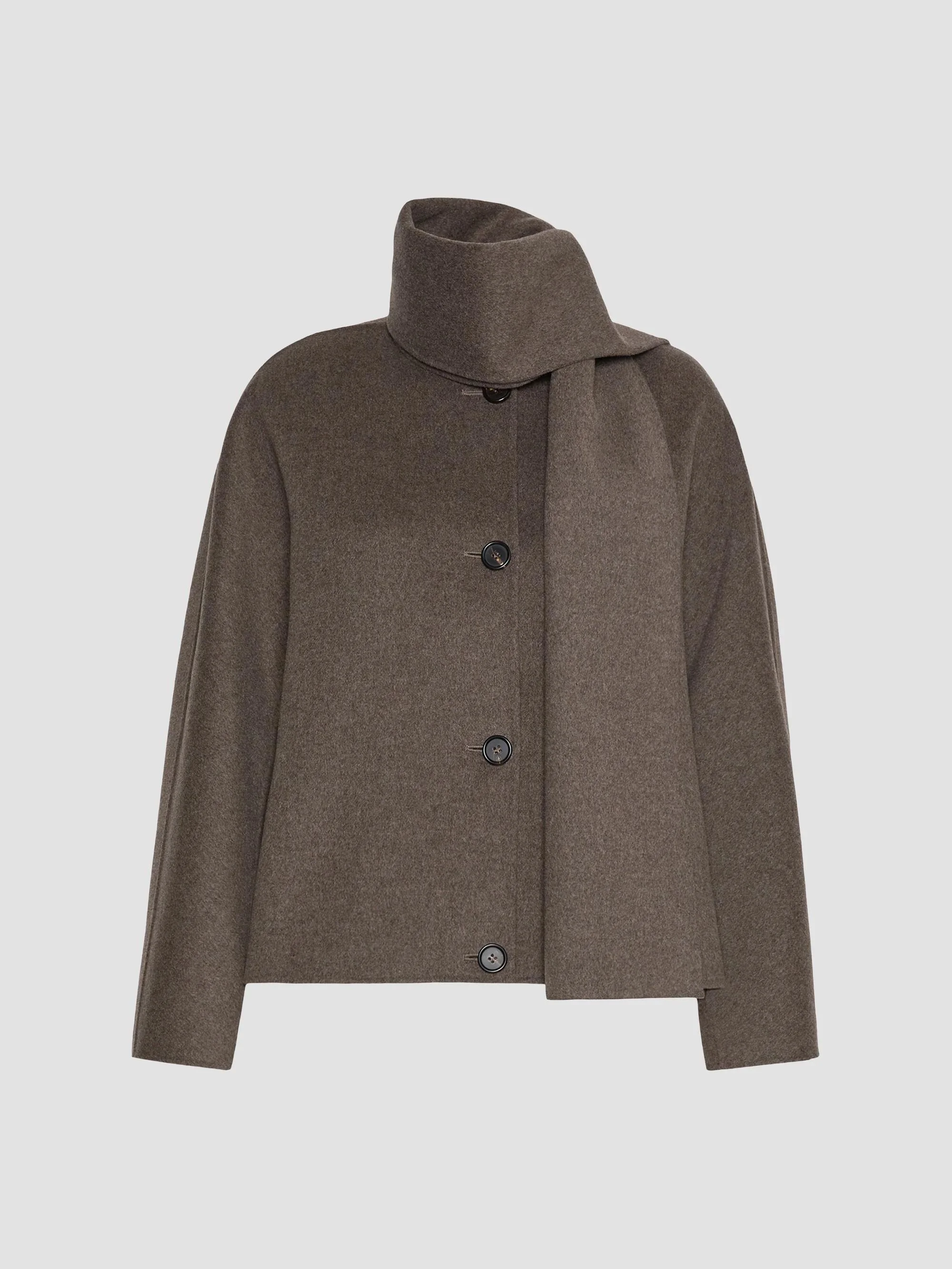 Women's Cropped Wool Broadcloth Jacket - Medium Grey - 1