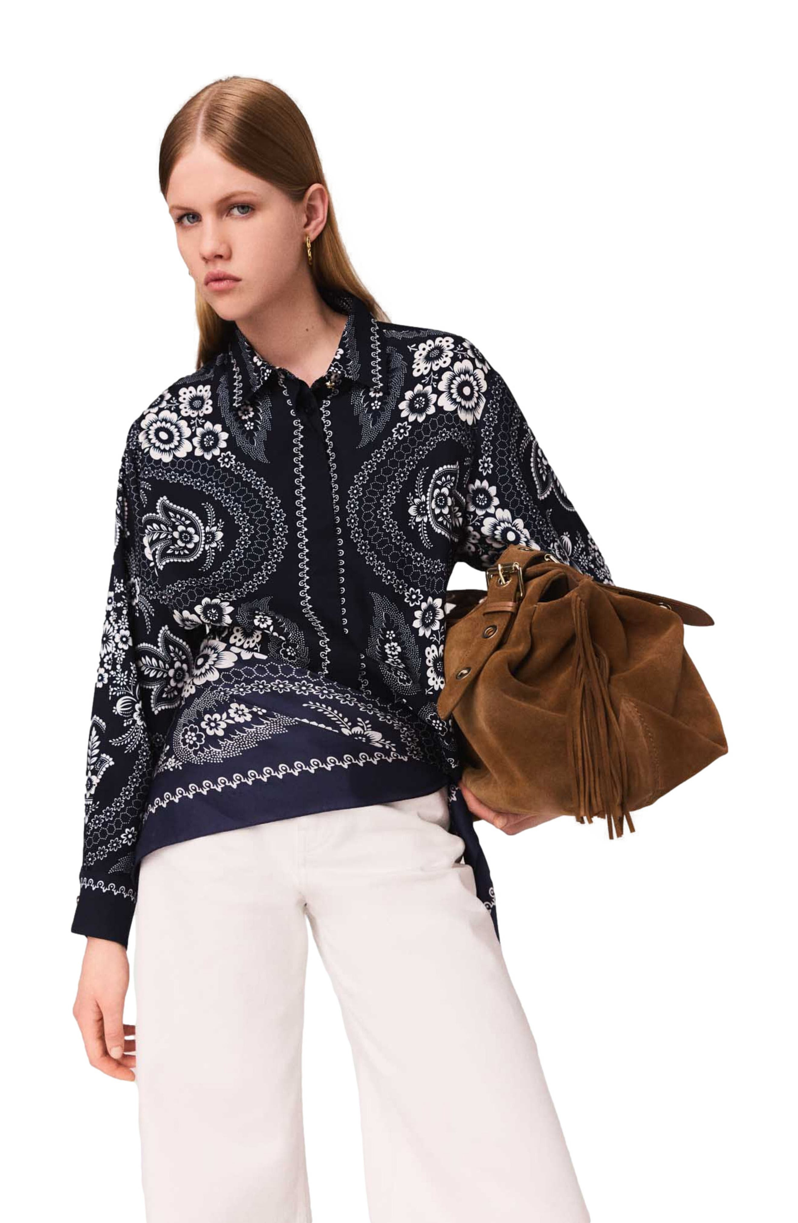 maje Bandana printed blouse in Navy Bandana Print at Nordstrom - 5