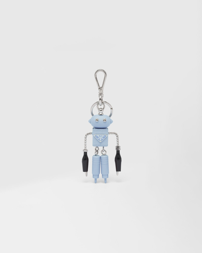 Saffiano leather robot trick keychain - 1