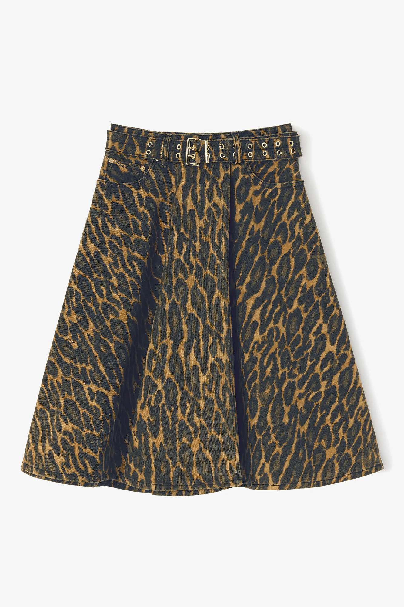 LEOPARD DENIM WRAP SKIRT - 1