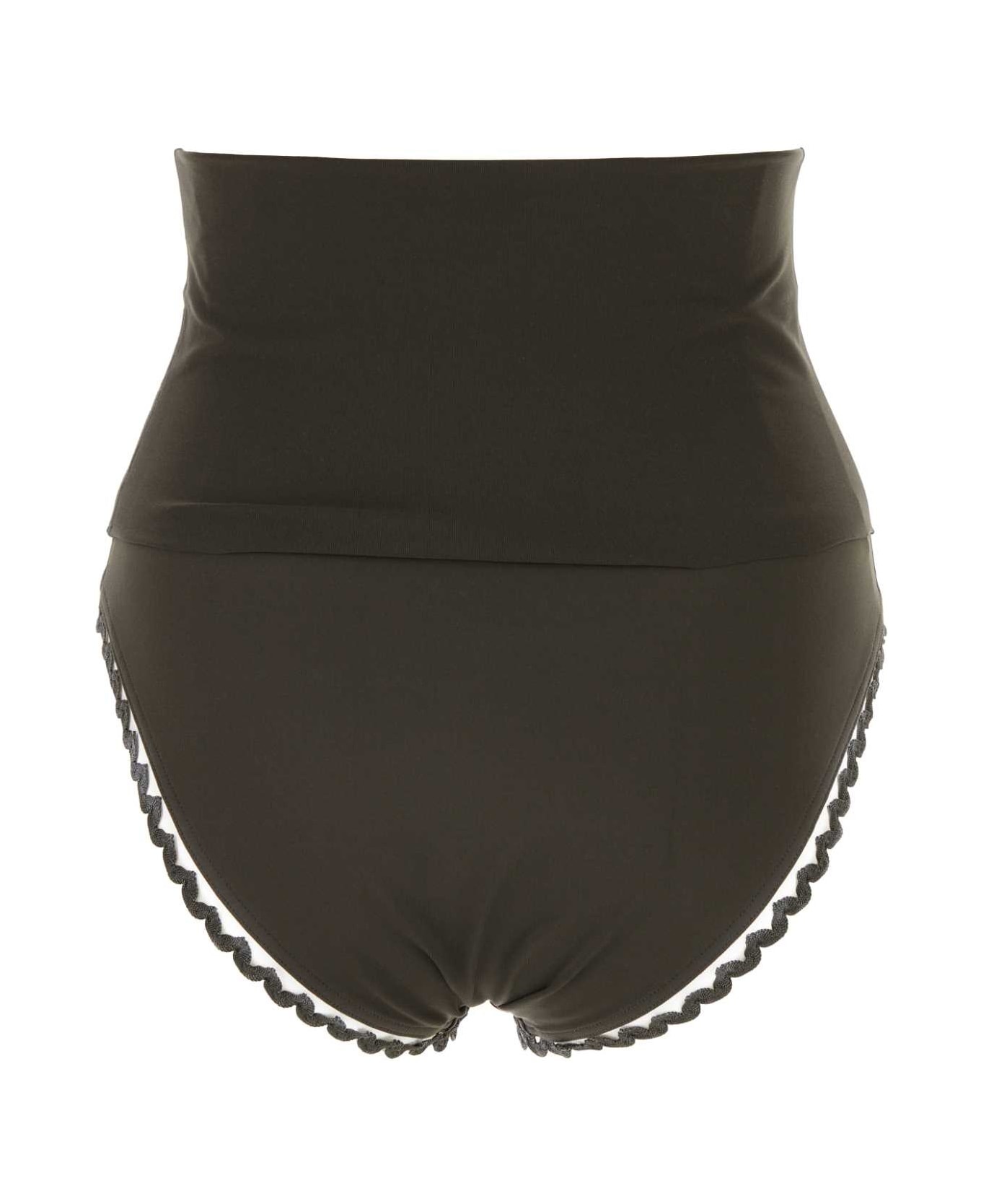 Dark Brown Stretch Nylon Bikini Bottom - 2