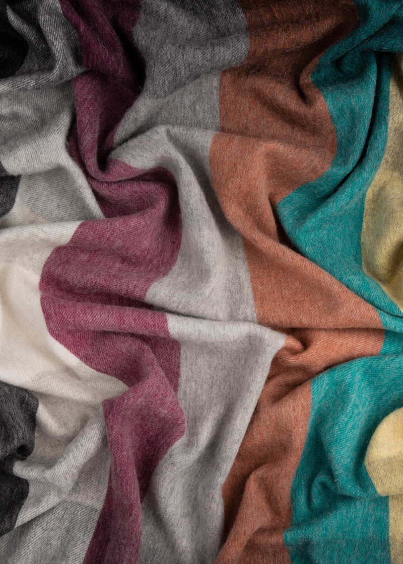 'Signature Stripe' Grid Cashmere & Lambswool Blanket 3