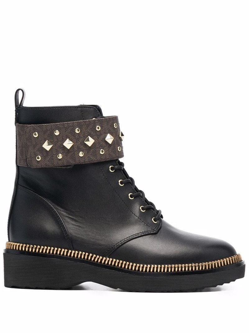 Haskell studded logo leather boots 1
