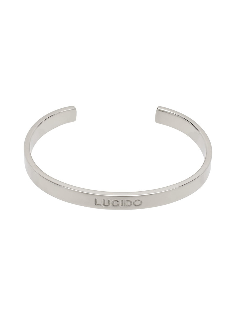 Silver Brass Minimal Logo Cuff Bracelet 1