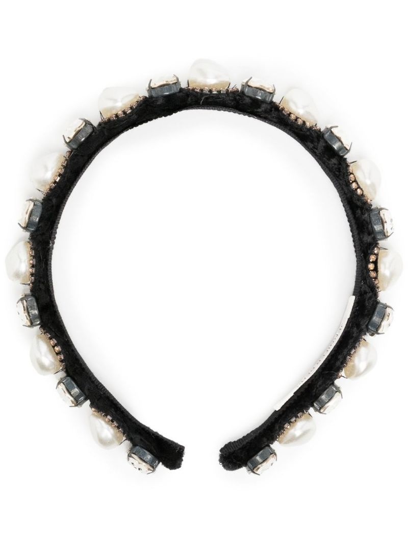 crystal-embellished thin headband - 1