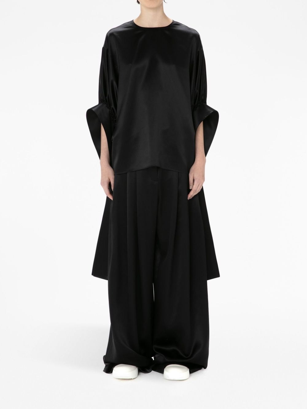 satin-finish pleated blouse - 2