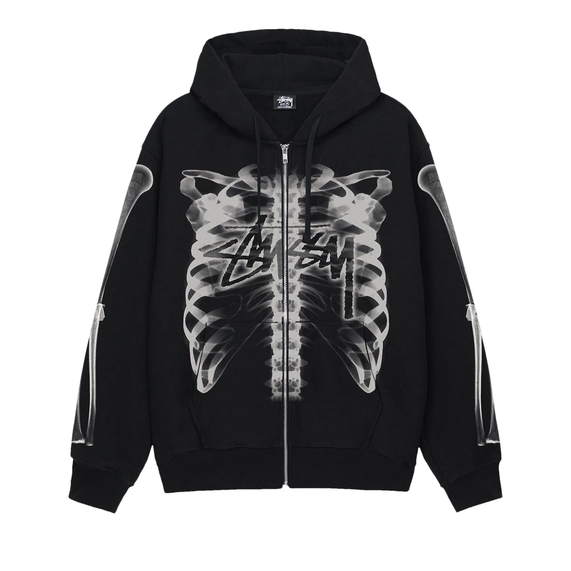 Stussy Rib Cage Zip Hoodie 'Black/White' - 1
