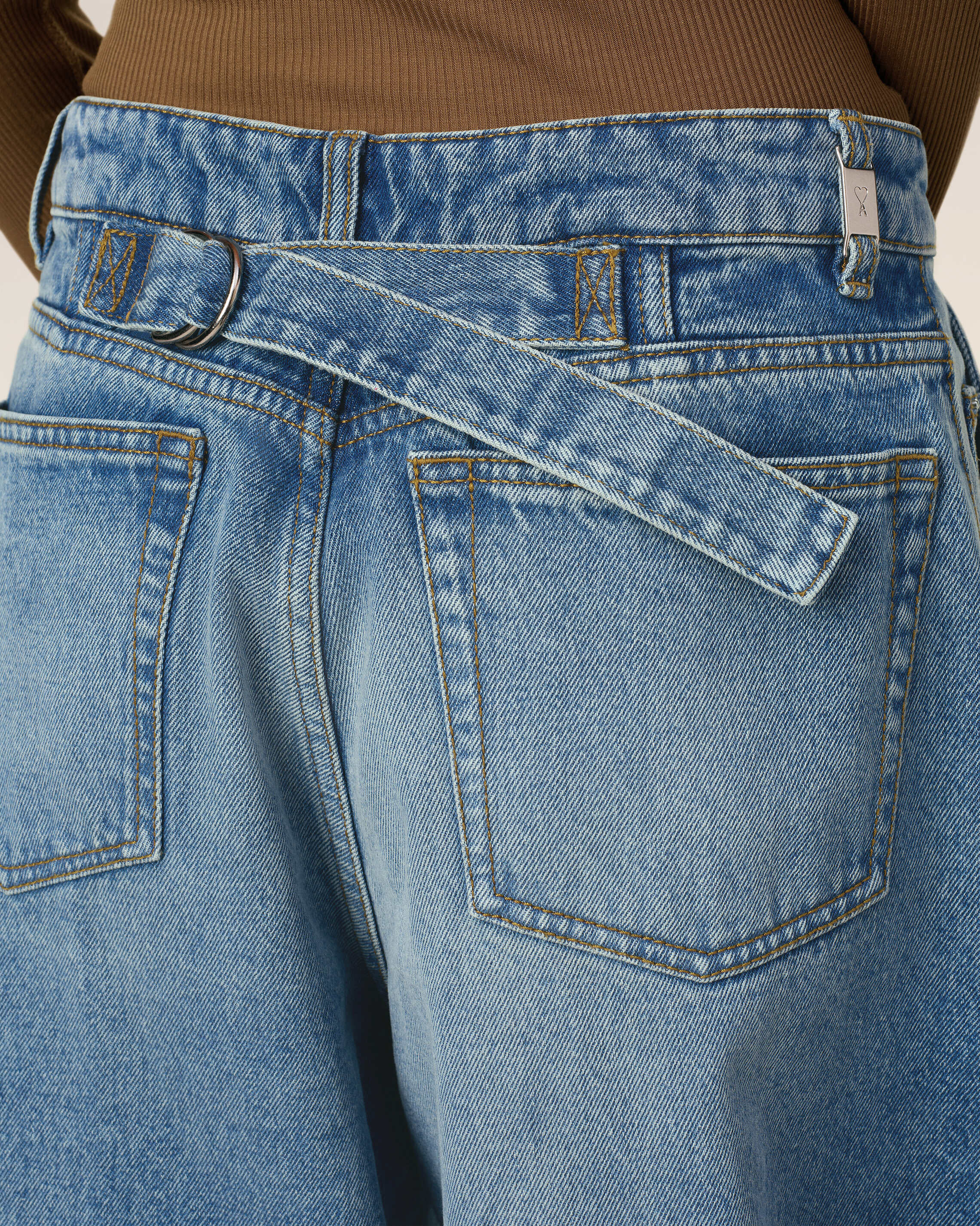 BLUE COTTON SUPER WIDE FIT JEANS - 5