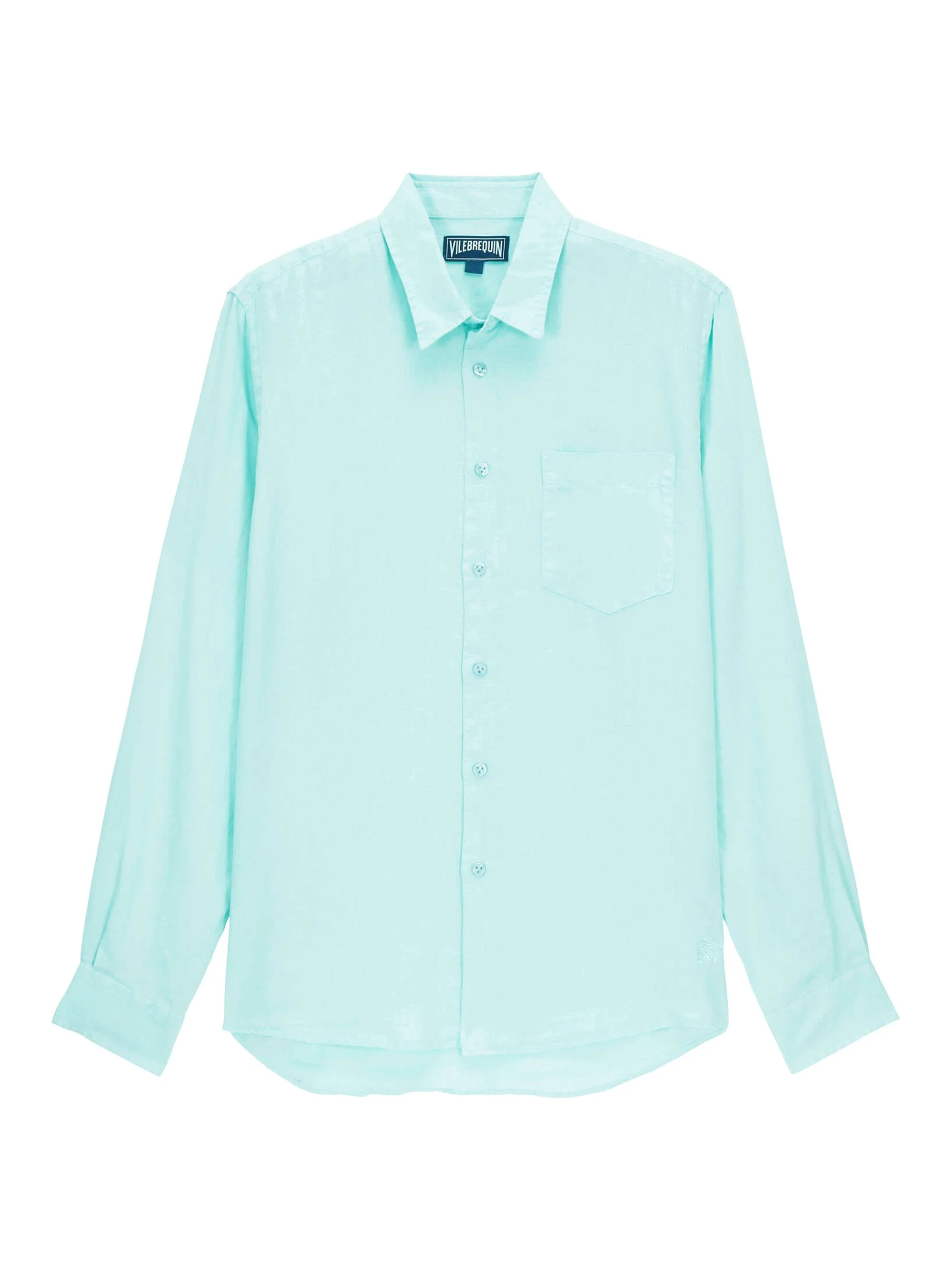 Men's Caroubis Linen Button-Front Shirt - Lagon - 1
