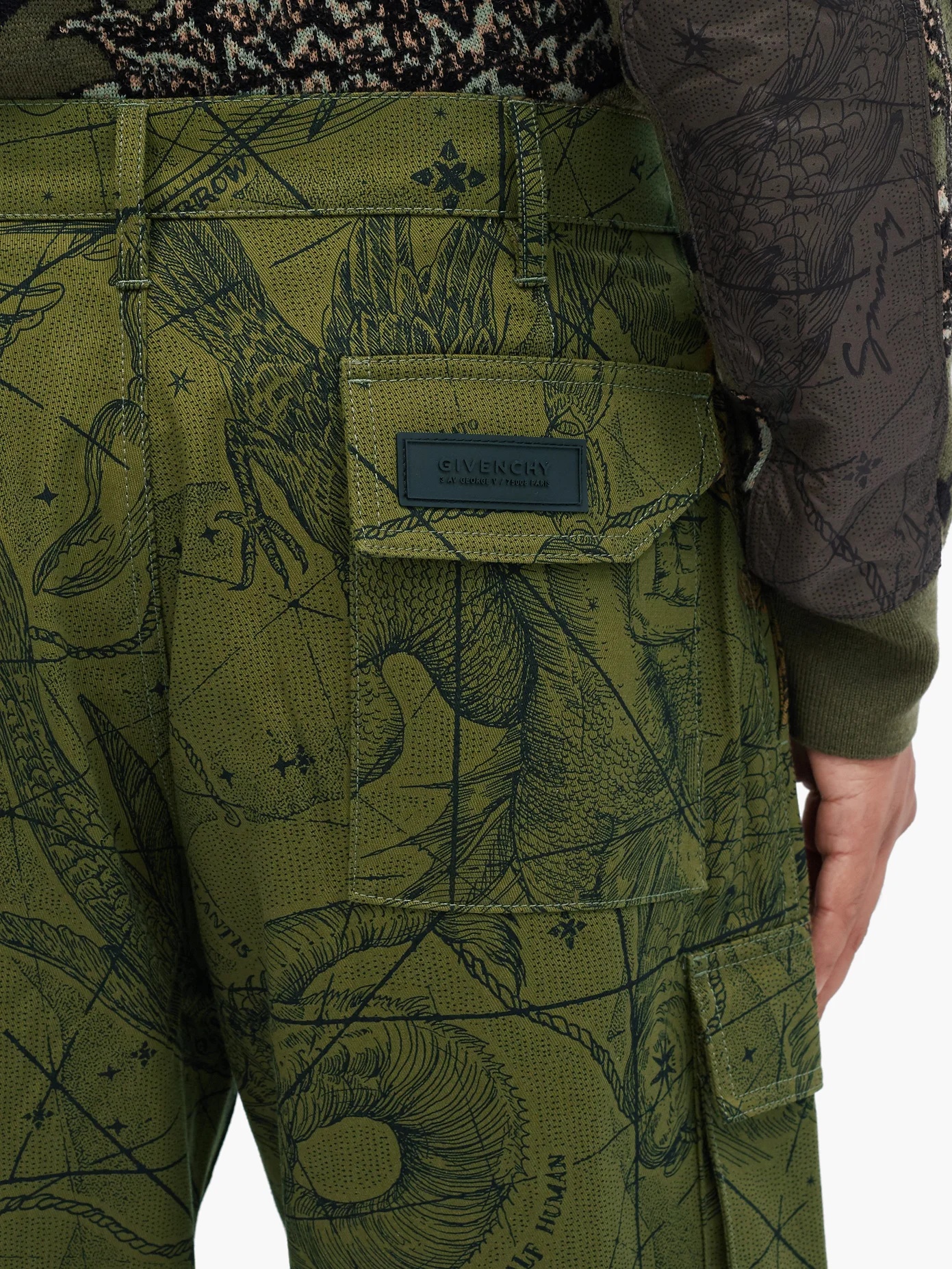 Map-print cotton-twill cargo trousers - 4