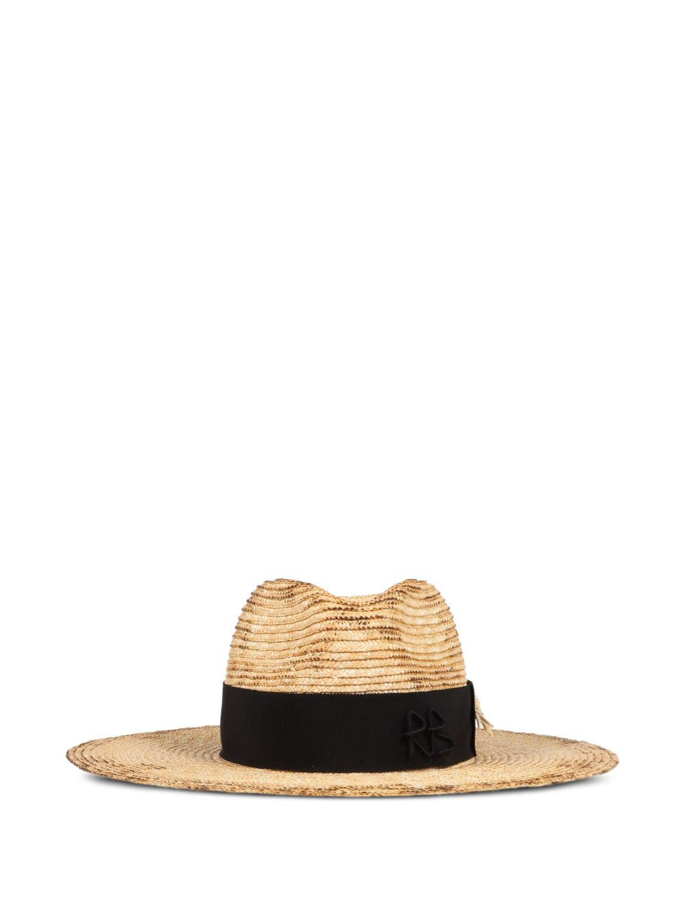 wheat-embellished raffia fedora hat - 1