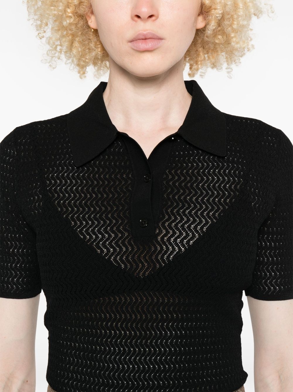 perforated polo top - 5