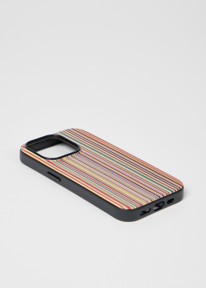Signature Stripe Leather MagSafe iPhone 15 Pro Case 3