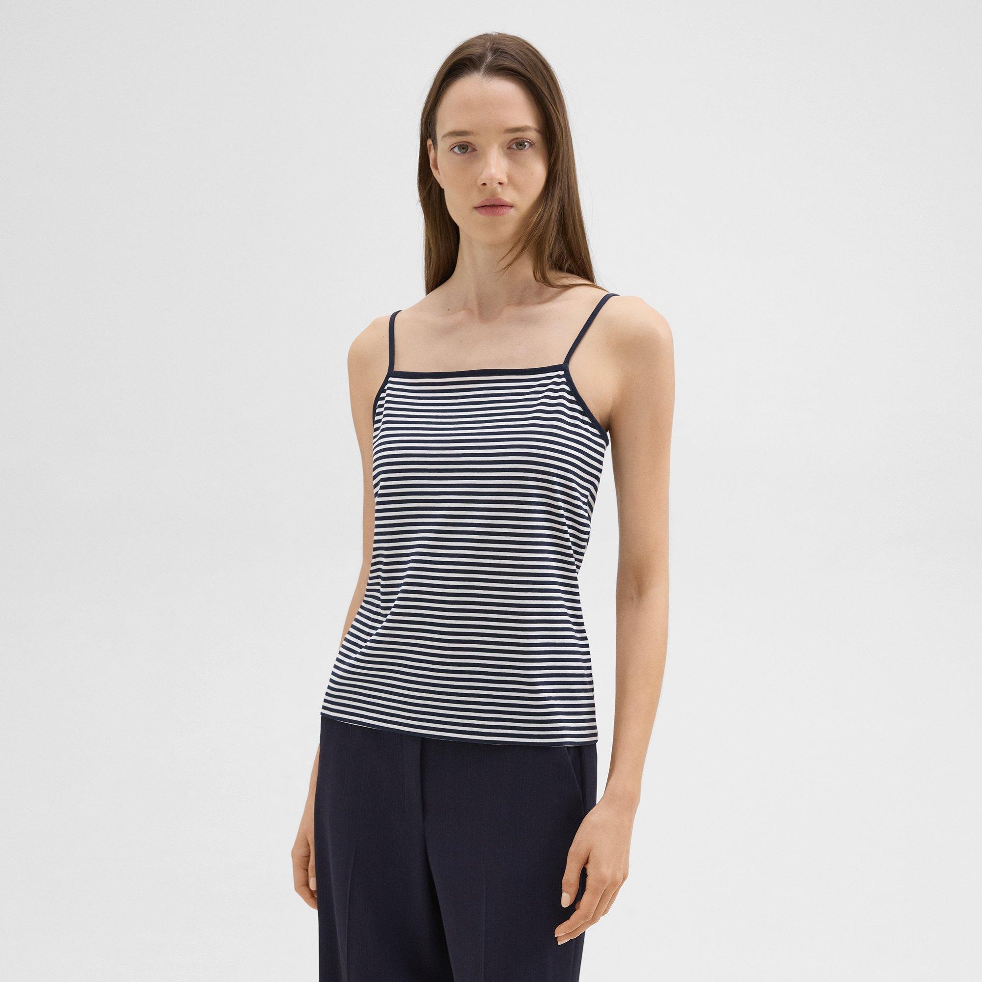 Square Neck Tank in Striped Pima Cotton - 3