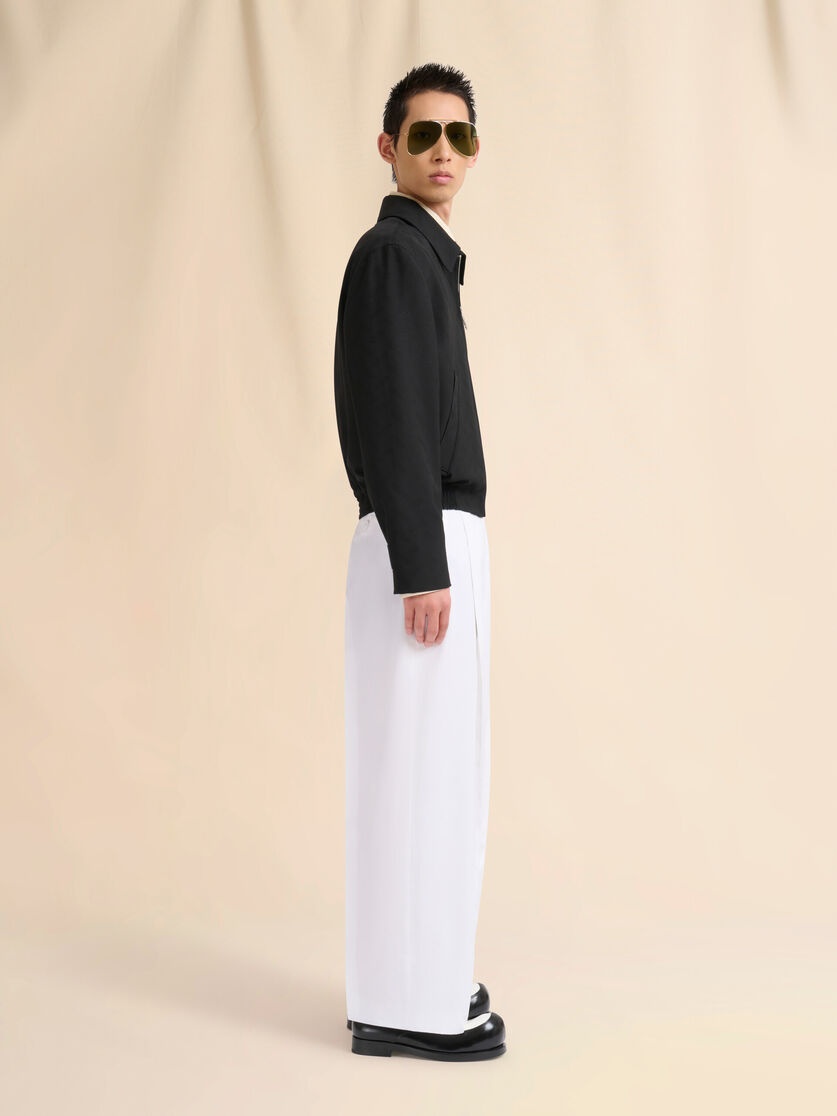 CREAM VISCOSE OVERSIZED SHIRT WITH GEOMETRIC JACQUARD MOTIF - 5