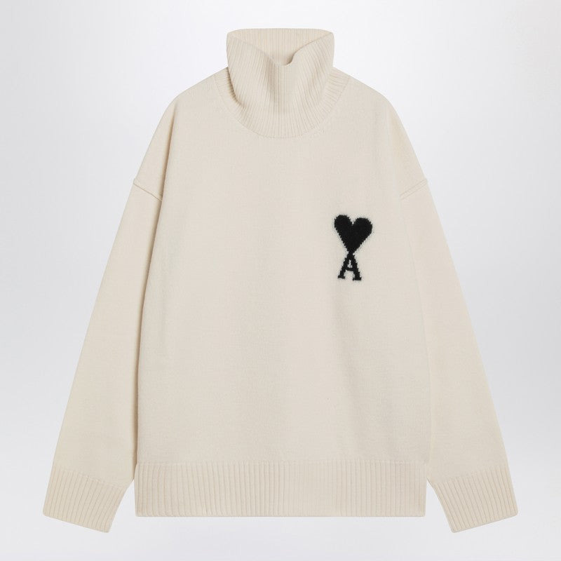 Ami Paris Turtleneck sweater Ami De Coeur white - 1