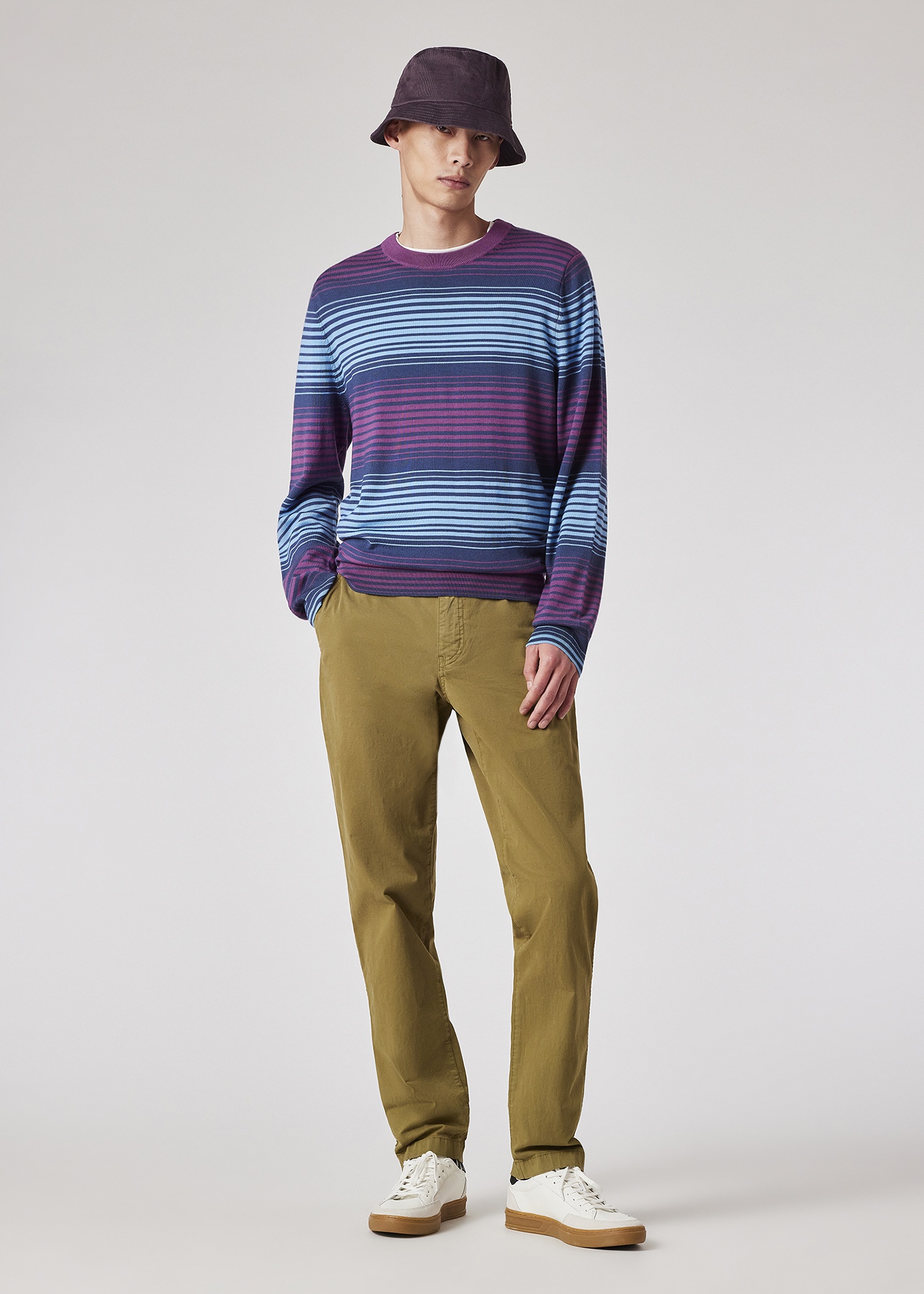 Purple and Blue Stripe Merino Sweater - 5